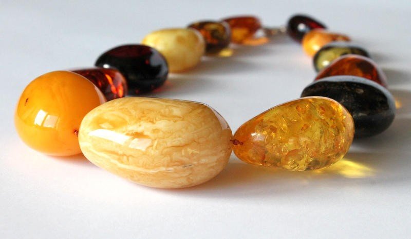 Multicolor large amber necklace N75 - Image 3