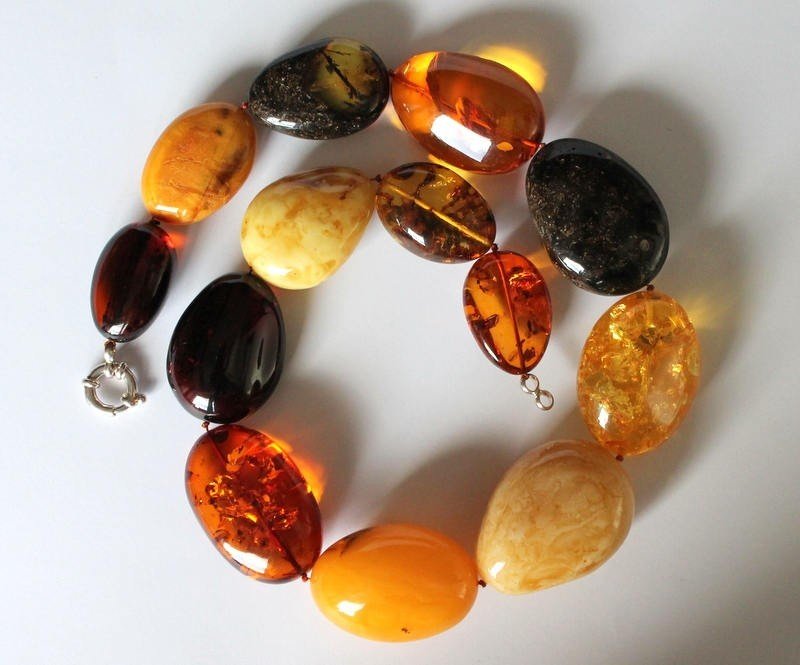 Multicolor large amber necklace N75 - Image 9