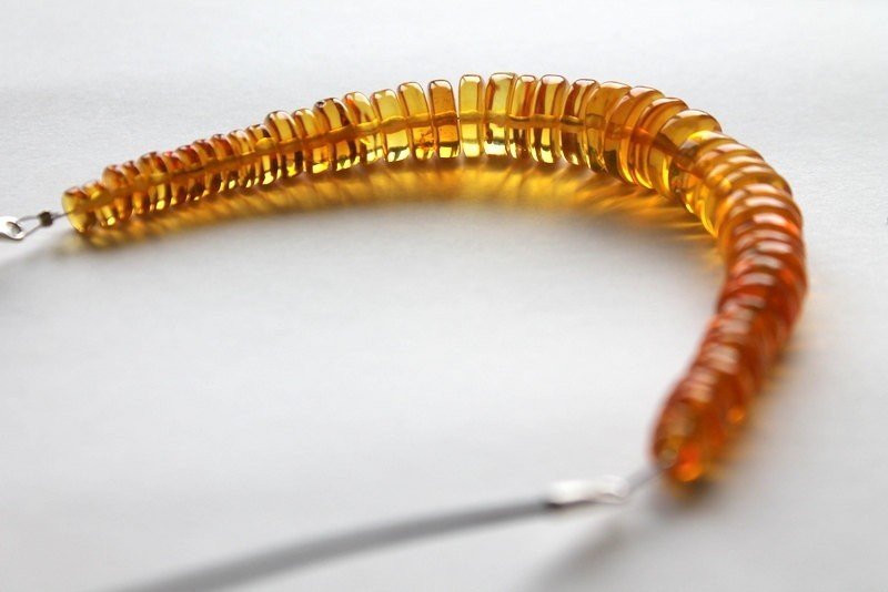 Unique style amber necklace with leather N169 - Image 3