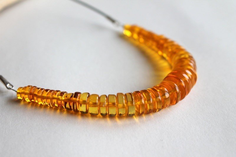 Unique style amber necklace with leather N169 - Image 4