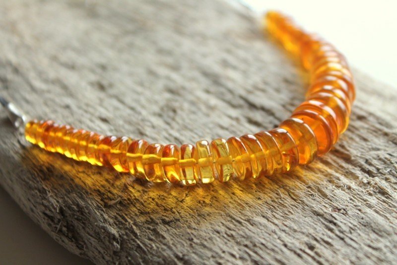 Unique style amber necklace with leather N169 - Image 6