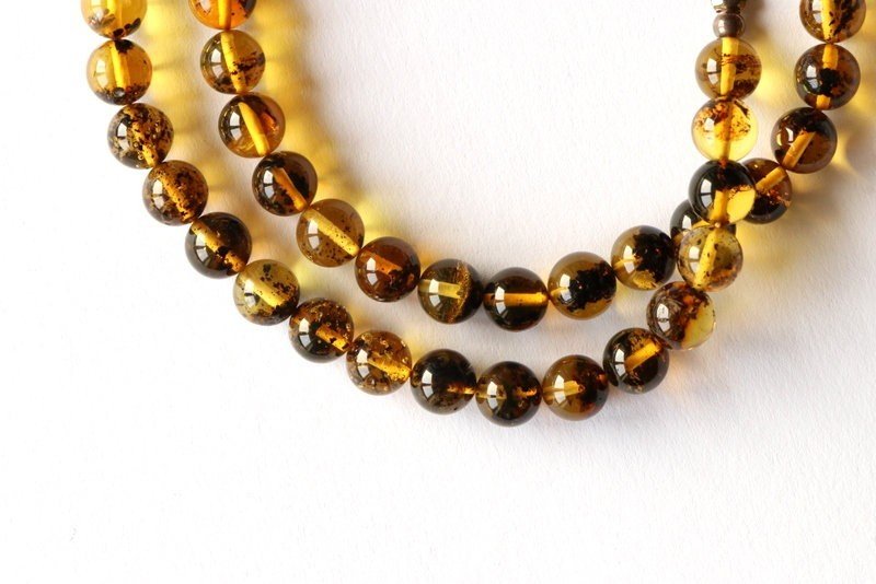 Elegant green color amber necklace N286 - Image 6