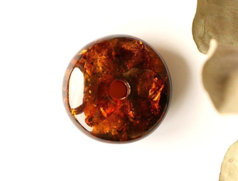Cognac color amber doughnut pendant PD40