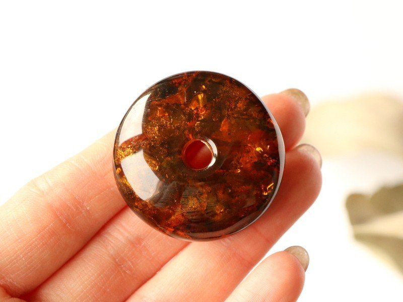 Cognac color amber doughnut pendant PD40 - Image 9