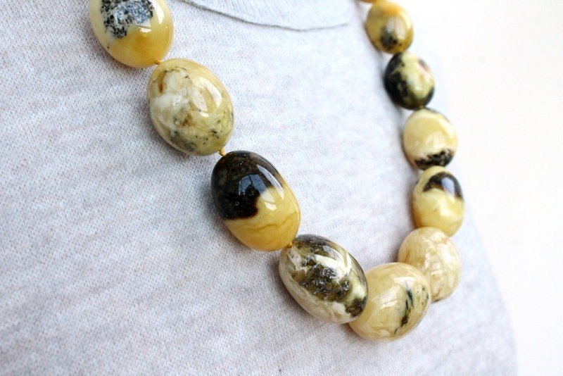 Long yellow color natural Baltic amber necklace N103 - Image 11