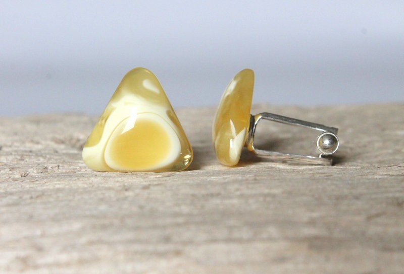 Triangle weißer Bernstein Manschettenknöpfe für ihn natürlichen baltischen Bernstein Schmuck für Männer mit Sterling Silber Mode gelb Manschettenknöpfe Geschenkidee für Männer – Bild 4