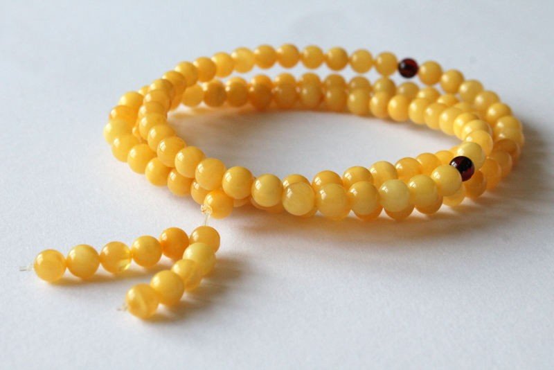 7 mm oranžinės spalvos Baltijos gintaro rožinis mala RM22 - Image 3