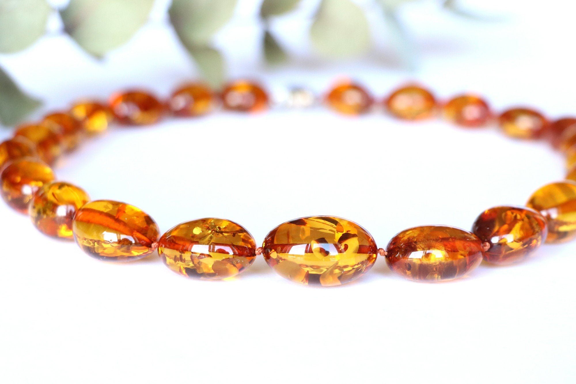 Cognac amber necklace from natural Baltic amber N267