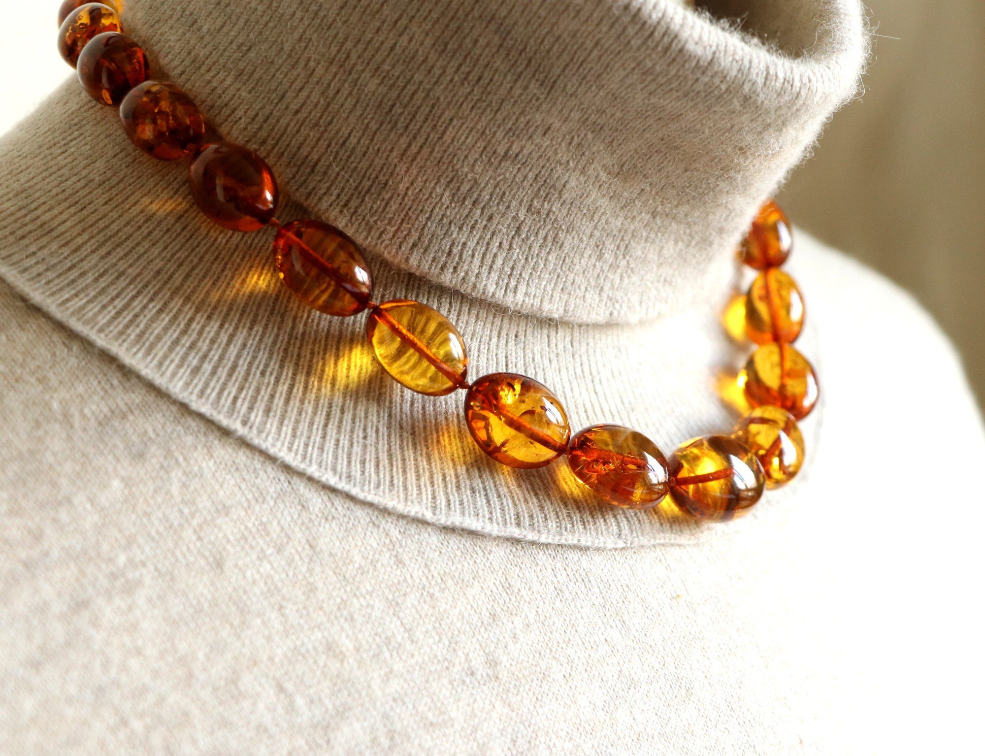 Cognac amber necklace from natural Baltic amber N267 - Image 10