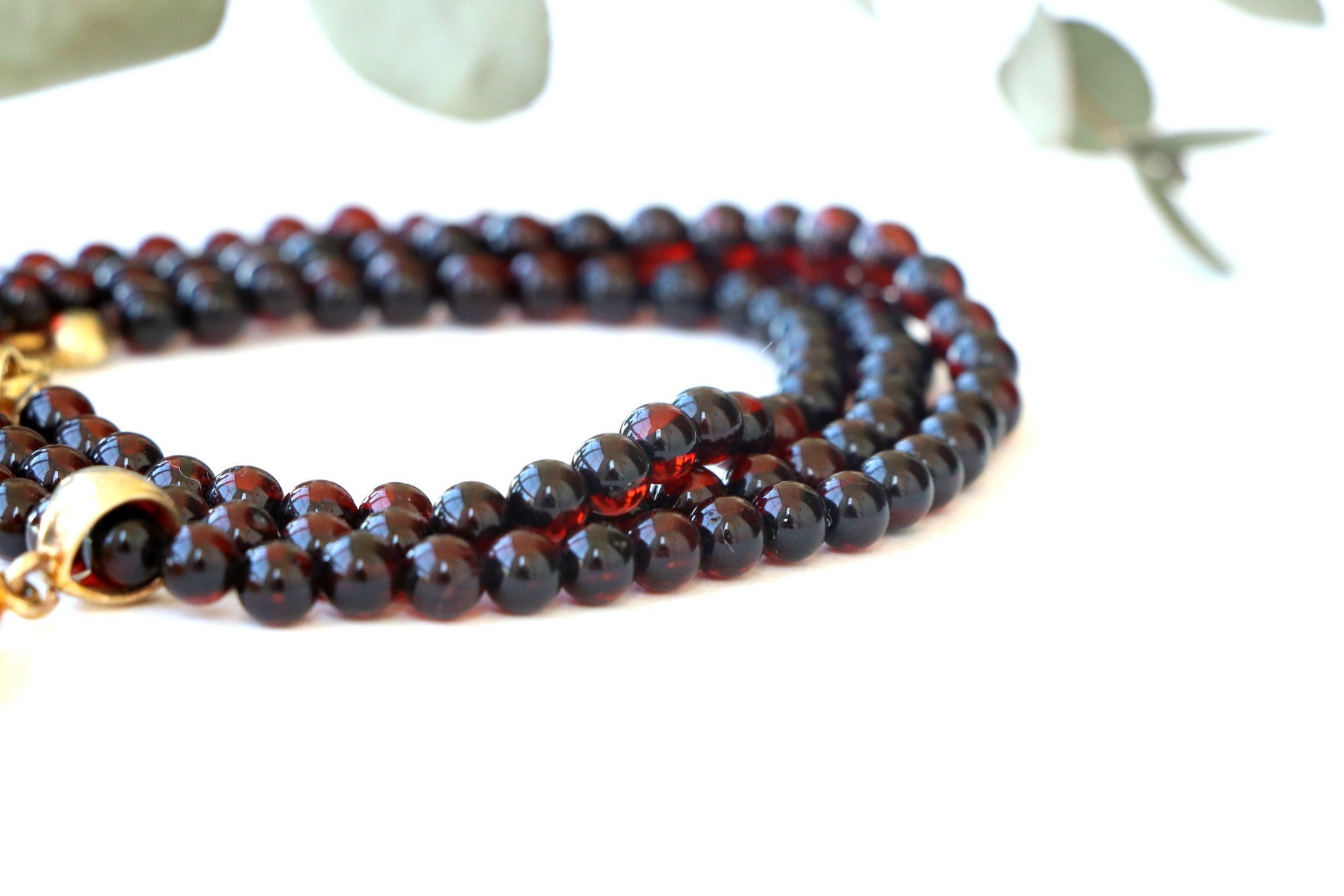 Honey and cherry color amber necklace with pendant N121 - Image 5