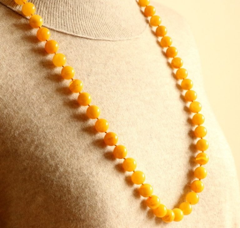 Butterscotch long amber necklace from natural Baltic amber N344 - Image 10