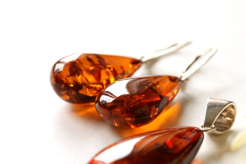 Cognac color natural Baltic amber set with sterling silver SET11 - Image 3