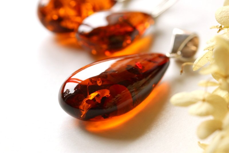 Cognac color natural Baltic amber set with sterling silver SET11 - Image 4