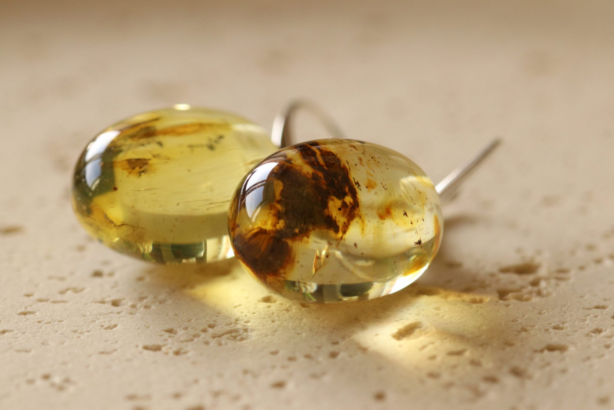 Oval shape clear Baltic amber earrings E379 - Image 5